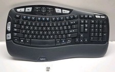 Logitech K350 Wireless Wave Ergonomic Keyboard + USB Unifying Receiver Dongle A2 picture