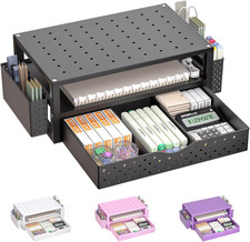 Computer Monitor Stand with Drawer and Pen Holders, 3 Tier Desk Organizer for picture
