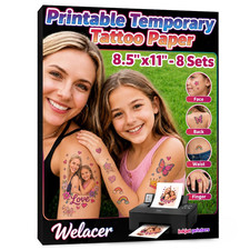 8 Sheets Printable Temporary Tattoo Paper for Inkjet Printer - 8.5 X 11 in DIY C picture