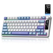 Womier DK75 Wireless 75 Percent Creamy Gaming Keyboard Blue Mechanical PC picture