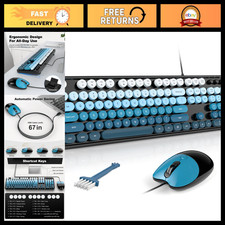 Full-Sized Retro Typewriter Keyboard & Cute Cat Mouse Combo for PC/Laptop - Blac picture