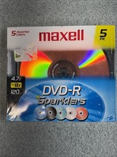 Maxell Sparklers 5-Pack DVD-R Each Assorted Colors, 120 Minutes, 4.7GB picture
