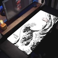 1pc Oversized Mouse Pad, Laptop Keyboard Mat - Black And White Japanese Ruffle picture