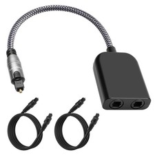 Digital Optical Adapter Splitter 1 in 2 Out, Toslink Digital Fiber Optic Audi... picture