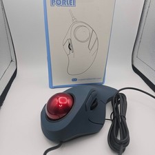 New Porlei TM552 Wired USB Trackball Mouse 1600 DPI 5-Button Scroll/DPI Gray Red picture
