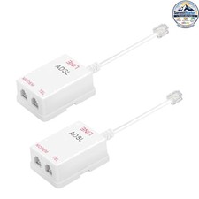ADSL DSL Phone Line Filter Splitter White 2 Pack RJ11 6P2C 1 in 2 Out picture