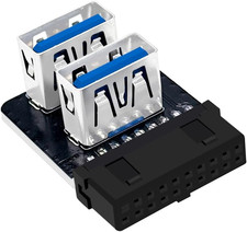 Reverse Type Angled Dual USB 3.0 Type-A Female to Motherboard 20/19 Pin Box picture