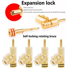 8PCS/Set Gold/Rhodium Plated Speaker Banana Plug Audio Connector Screw Locking picture