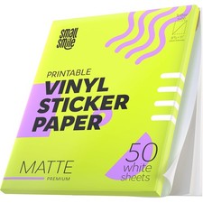Premium Printable Vinyl Sticker Paper for Inkjet Printer and Laser - 50 White Ma picture