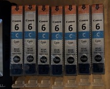 Seven Canon BCI-6C Cyan Ink Cartridges Ink Jet Brand New Factory Sealed No Box picture