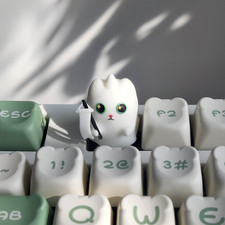 Halloween Ghost Kitty Keycap, 3D Hand-painted Artisan keycap for MX keyboard picture