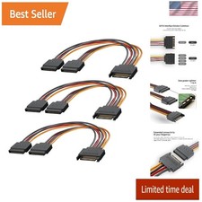 Mbiydeg 3-Pack 15 Pin SATA Power Splitter Cable, 8 Inch Sata Male to 8 inches picture