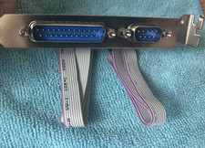 DB9 Male Serial & DB25 Female Parallel Computer PCI Slot Bracket Plate Open Box picture
