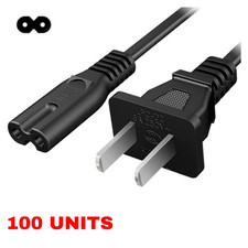 Lot of 2 Prong 2 Pin 2-Slot Plug Figure 8 AC Power Cable 3FT 5FT 10FT 15FT 20FT picture