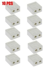 10x 2 Port Cat5e RJ45 Keystone Jack Network  Cable Wall Surface Mount Box White picture