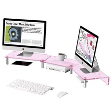 HEWYIOS dual monitor stand riser, 3-layer pink acrylic Pink  picture