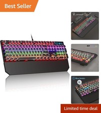 Ergonomic Retro Black Mechanical Keyboard with Clicky Switches & RGB Lighting picture