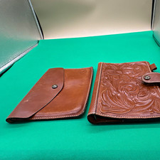 Patricia Nash Tan Leather Set: Tooled Chieti 6-Ring Agenda & Envelope Tech Pouch picture