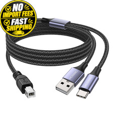 MOSWAG 2in1 USB C to B Printer Cable 5Feet/1.5M with ['1.5 meters'], Black picture