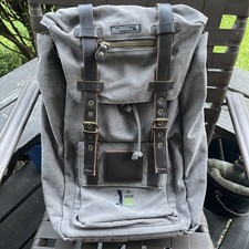 Prudhoe Bay Brown Canvas Backpack Laptop Partitions Work Bag picture