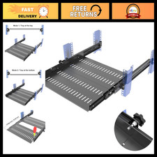 Sliding 4-Post Vented Rack Mount Tray for 19 Inch Racks, 1U, 14.6-22.3” Depth picture