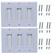 zdyCGTime 3 Gang Brush Wall Plate for Cabling Cable Plate Internal Management... picture