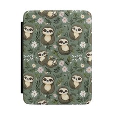 Cute Sloth Pattern Kindle Case | Floral Green Sloth E-reader Cover picture