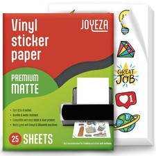 JOYEZA Premium Printable Vinyl Sticker Paper for Inkjet Printer - 25 Sheets M... picture