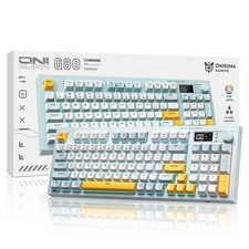 Tri-Mode Wireless Keyboard, BT/2.4G/Wired, Silent Membrane, RGB Green white picture