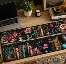 Vintage Bookshelf Desk Mat #5,Cottagecore Book Lover Office Decor,  XL Mouse Pad picture