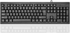 Wired USB Computer Keyboard Full Size Large Number Pad LED Indicators Black picture