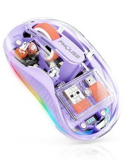 FMOUSE Transparent Wireless Mouse, Tri-Mode Bluetooth & 2.4GHz, Purple picture