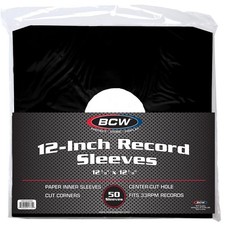 BCW 12 Inch Vinyl Record Paper Inner Sleeves - Angle Cut Corners - Black   Pack picture