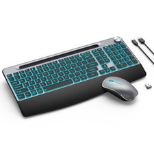 JOYACCESS Ergonomic Wireless Backlit Keyboard with Full size, grey black picture