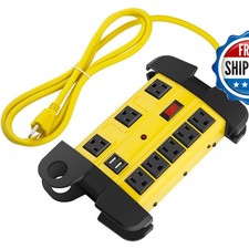 CCCEI Surge Protector Power Strip with USB - Yellow 6ft picture