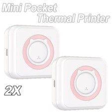 2x Wireless Mini Thermal Printer Portable, Compact, Photo & Label Printing Pink picture