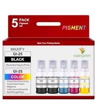 Yuanqimm GI-25 Pigment Ink Refill 5 Pack for Canon GX1020 GX2020 (4 Colors) picture