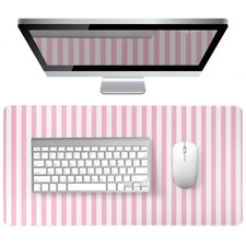 Pink Striped Desk Mat Large Mouse Pad Cute Keyboard Computer Mat For Home picture