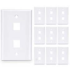 50 Pcs - 2 Port Wall Plate Keystone RJ45 Cat6 Cat5e Insert Jack White WallPlate picture