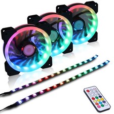 DS 120MM Ring RGB Case Fans with Controller for PC Cases, Computer Case ATX F... picture