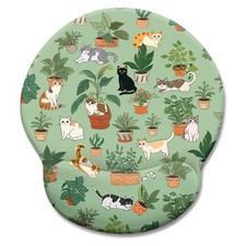 Cat Ergonomic Mouse Pad With Wrist Rest Green NonSlip Cooling Gel Support picture