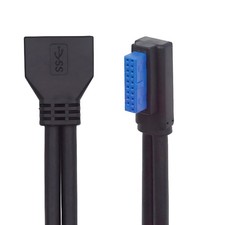 CY USB 3.0 20Pin 19Pin Right Angled Male Low Profile to Female 5Gbps Cable picture