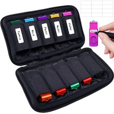 WesData Flash Drive Case, USB Holder, Storage Bag for 10 Slots, Black picture