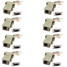8x DB9 9-Pin RS232 Serial Port Female to RJ45 8P8C Network Modular Adapter Ivory picture