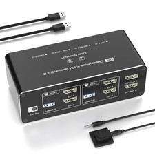 KVM Switch 2 Monitors 2 Computers DisplayPort 8K @60Hz, USB 3.0 KVM Switches for picture