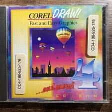 Corel Draw 4 Fast & Easy Graphics PC-CD ROM Windows 2 Disc 1993 Vintage picture