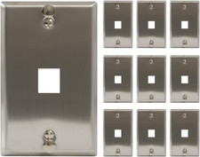 1-Port Keystone Wall Plate, RJ45, Hanging Standoffs, 1-Gang, 10-Pack picture