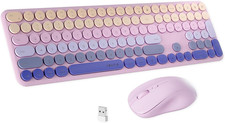 Xubotie Wireless Computer Keyboard and Mouse, Rainbow Colorful 100 round Keycaps picture