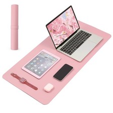 31.5x15.7 Inch Large Office Leather Desk Mat Keyboard Mouse Pad Pink Laptop picture