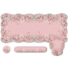 Beige Ergonomic Keyboard Mouse Pad Set Office Gaming Desk Protector 35.4x15.7 picture